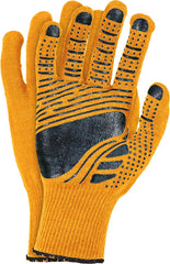HIGH-VISIBILITY ERGONOMIC WORK GLOVES WITH PVC GRIP COATING