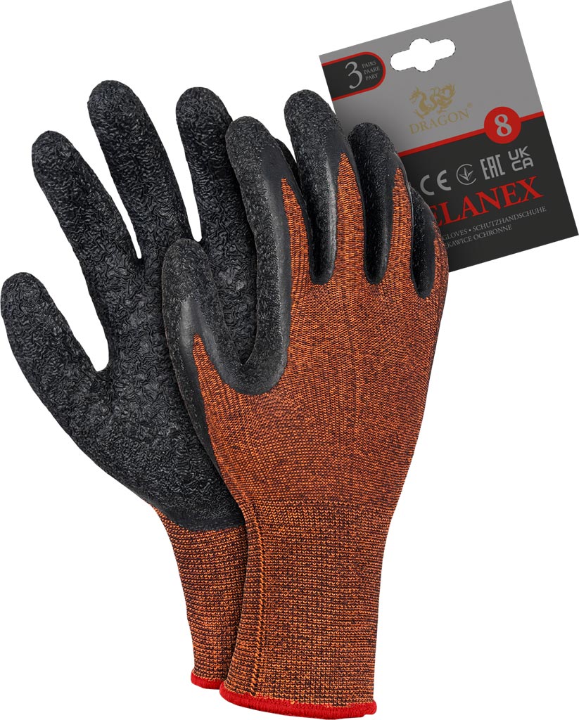 LATEX-COATED ROUGH TEXTURE WORK GLOVES FOR CONSTRUCTION AND TRANSPORT
