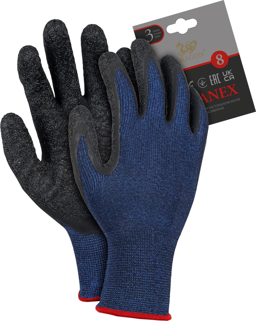 LATEX-COATED ROUGH TEXTURE WORK GLOVES FOR CONSTRUCTION AND TRANSPORT