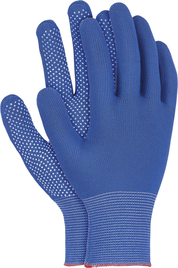 POLYESTER WORK GLOVES WITH PVC DOTTED PALM FOR ENHANCED GRIP