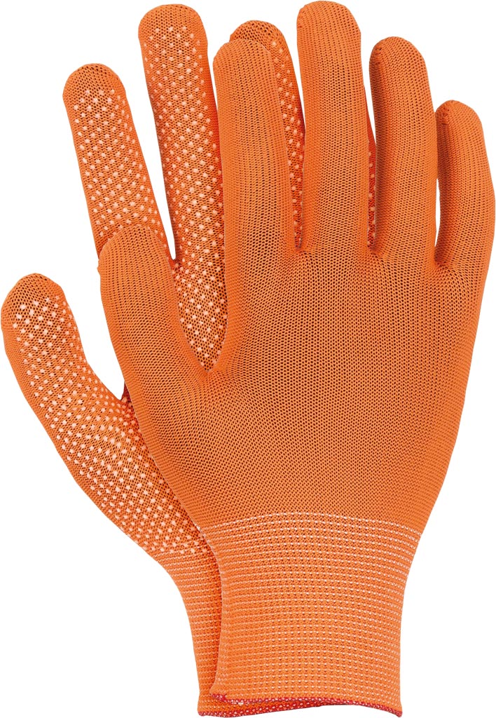 POLYESTER WORK GLOVES WITH PVC DOTTED PALM FOR ENHANCED GRIP