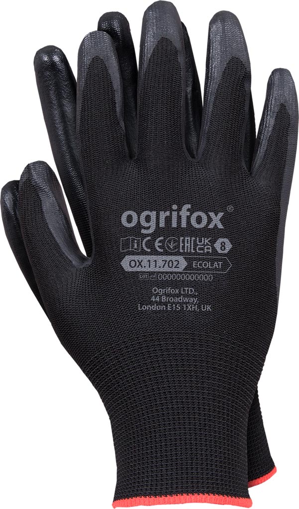 LATEX COATED POLYESTER GLOVES FOR CONSTRUCTION AND TRANSPORT