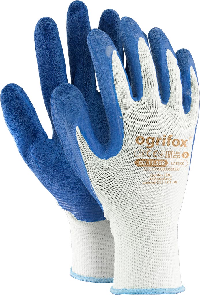 LATEX COATED ULTRA-FLEX POLYESTER GLOVES, 13 GAUGE, OGRIFOX