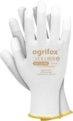FLEXIBLE POLYURETHANE-COATED POLYESTER GLOVES FOR PRECISION WORK