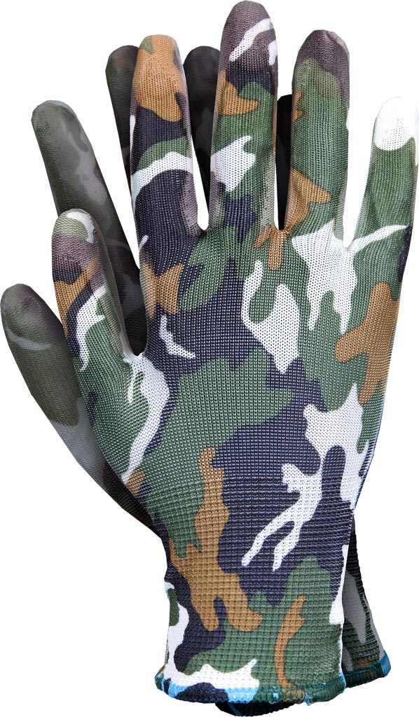 ULTRA-FLEX CAMO POLYURETHANE COATED WORK GLOVES, 12 PAIR PACK