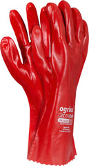 RĘKAWICE OCHRONNE PVC Z WYŚCIÓŁKĄ POLIESTROWĄ OGRIFOX, 35 CM
