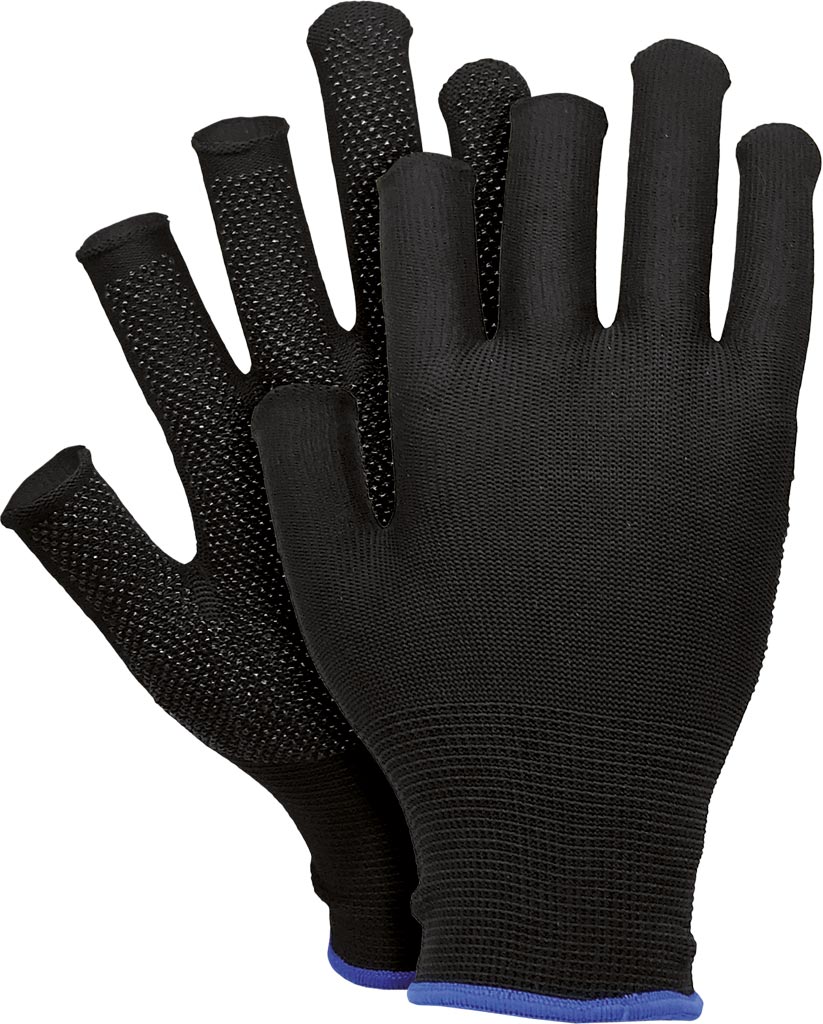 PRECISION WORK POLYESTER GLOVES WITH PVC GRIP COATING