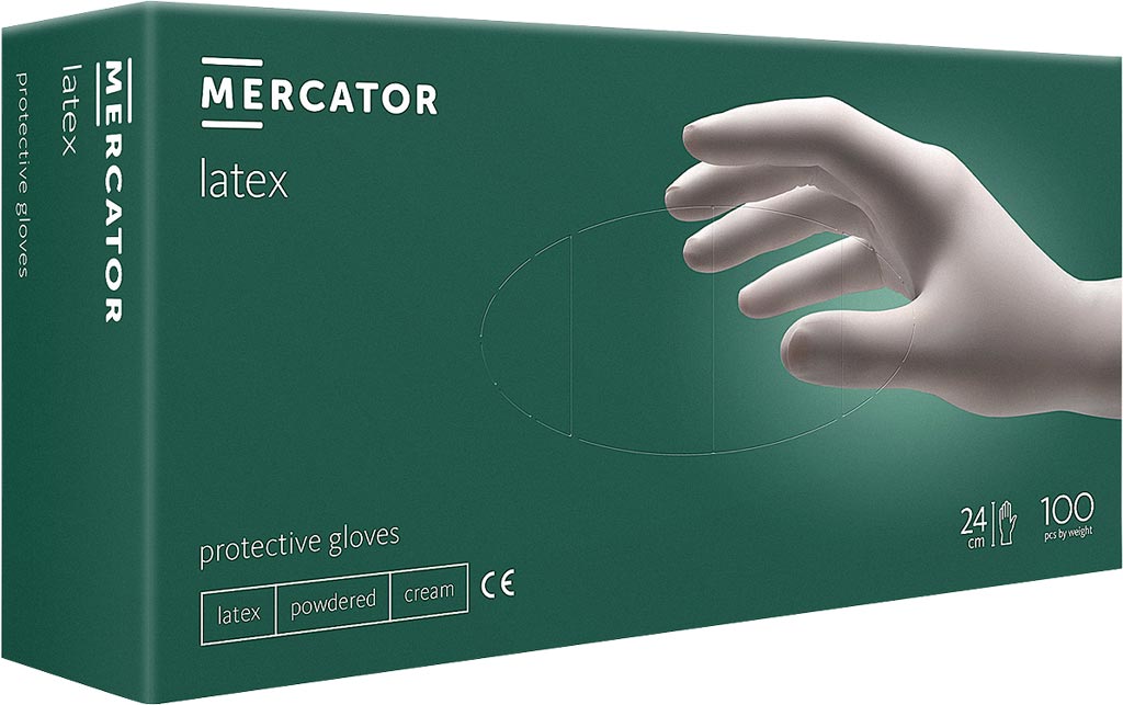 RĘKAWICE LATEKSOWE MERCATOR MEDICAL, PUDROWE, 100 SZT