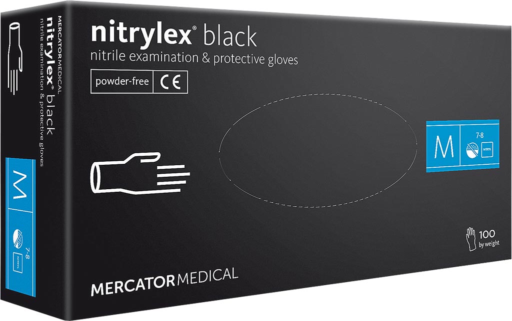 PROFESJONALNE RĘKAWICE NITRYLOWE NITRYLEX® BLACK, BEZPUDROWE, 100 SZT.