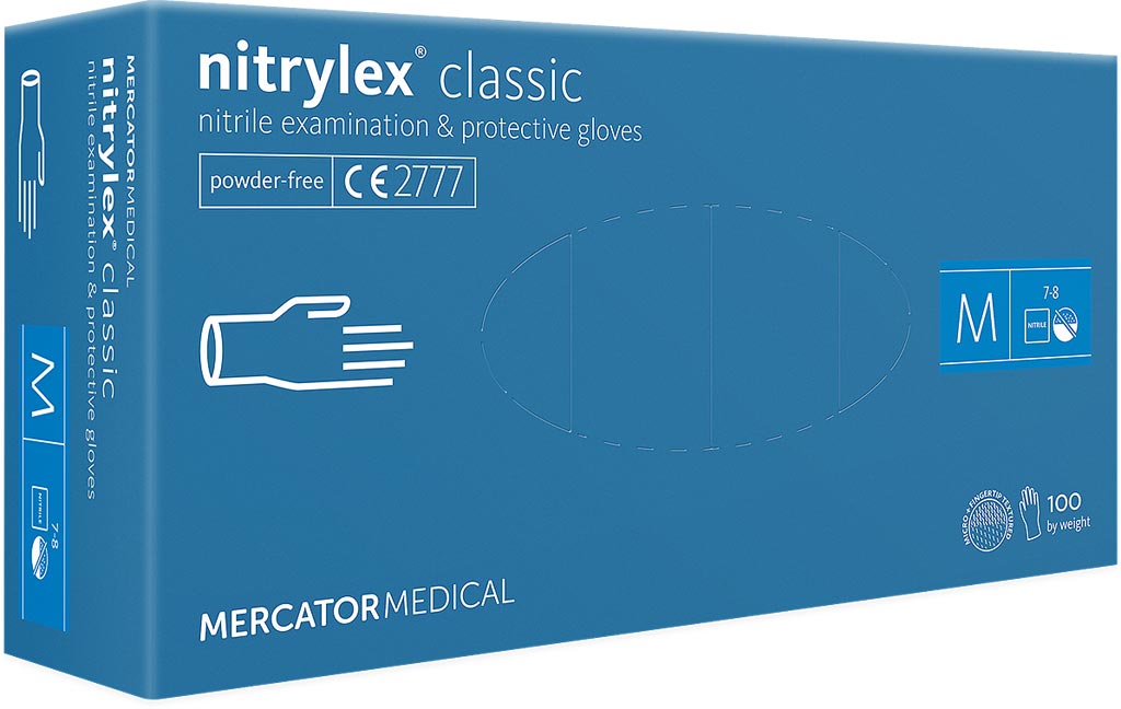 RĘKAWICE NITRYLOWE BEZPUDROWE NITRYLEX® CLASSIC, MEDYCZNE, 100 SZT.