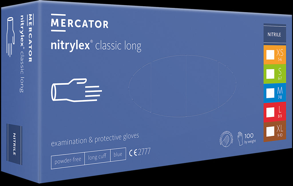 RĘKAWICE NITRYLOWE NITRYLEX® CLASSIC LONG - BEZPUDROWE, OCHRONNE