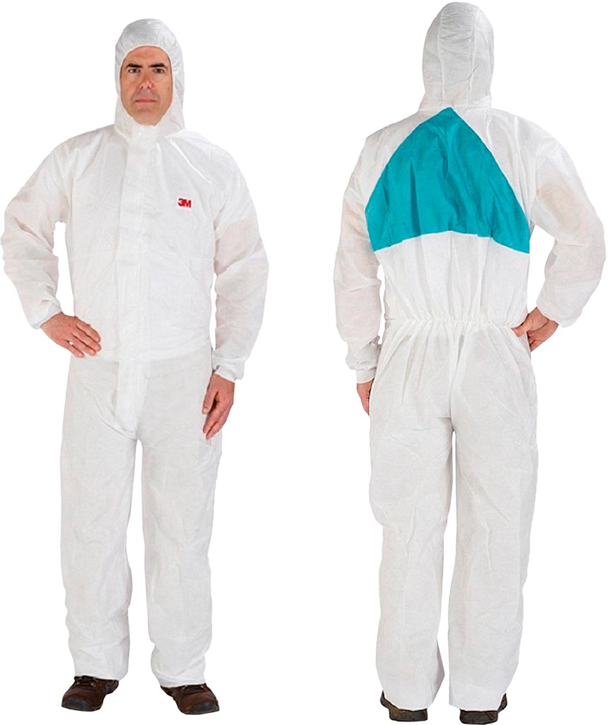 KOMBINEZON OCHRONNY 3M 4520, BIAŁY Z ZIELONYM PANELEM, TYP 5/6