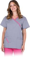 ARIA WOMEN'S SHORT-SLEEVE LAB PROTECTIVE BLOUSE, IDEAL FOR COSMETIC, MEDICAL, AND CHEMICAL INDUSTRIES