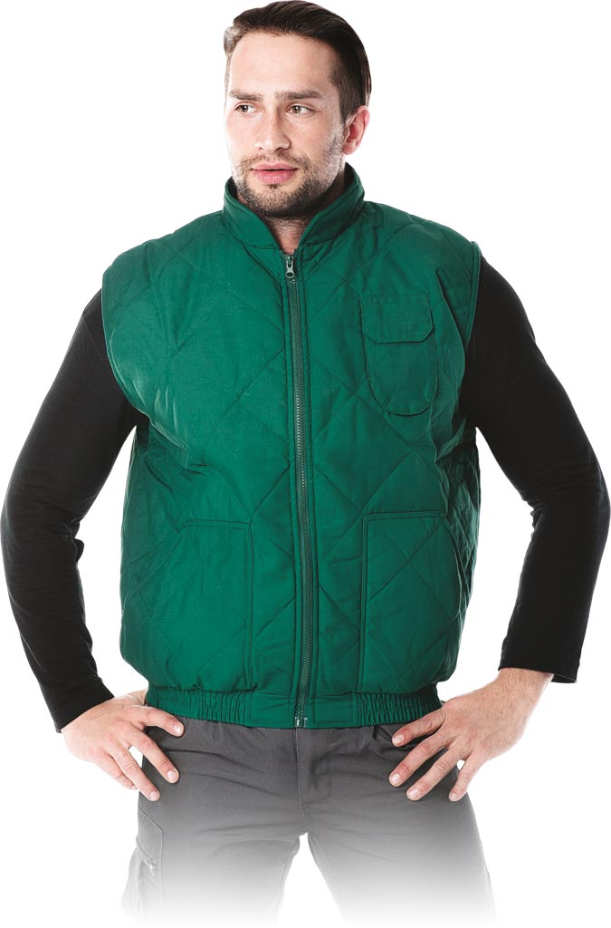 DURABLE INSULATED WORK VEST WITH COTTON-POLY BLEND AND ZIP CLOSURE