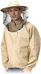 BEEKEEPER JACKET WITH DETACHABLE MESH HAT AND ZIPPER CLOSURE