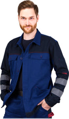 MEN'S HIGH-VISIBILITY COTTON WORK JACKET WITH MULTIPLE POCKETS