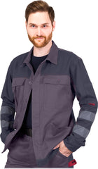 MEN'S HIGH-VISIBILITY COTTON WORK JACKET WITH MULTIPLE POCKETS