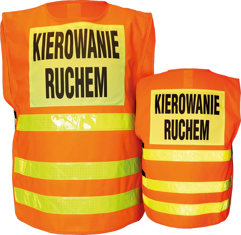 KAMIZELKA ODBLASKOWA DO KIEROWANIA RUCHEM DROGOWYM Z TAŚMAMI PRYZMATYCZNYMI