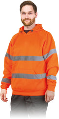 HIGH-VISIBILITY SAFETY HOODIE WITH REFLECTIVE STRIPS AND DRAWSTRING HOOD