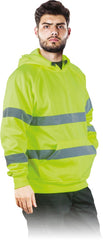 HIGH-VISIBILITY SAFETY HOODIE WITH REFLECTIVE STRIPS AND DRAWSTRING HOOD