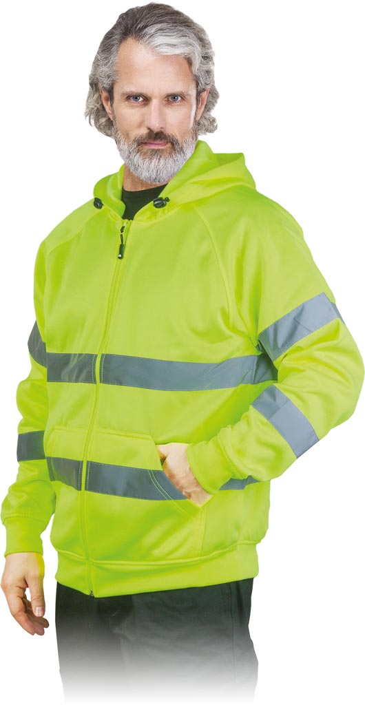 HIGH-VISIBILITY WORK HOODIE WITH REFLECTIVE STRIPS AND ZIPPER