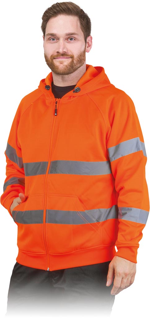 HIGH-VISIBILITY WORK HOODIE WITH REFLECTIVE STRIPS AND ZIPPER