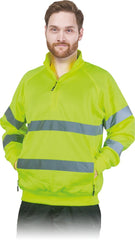 HIGH-VISIBILITY WORK HOODIE WITH REFLECTIVE STRIPS AND STAND-UP COLLAR