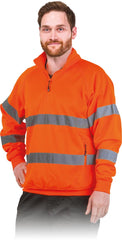 HIGH-VISIBILITY WORK HOODIE WITH REFLECTIVE STRIPS AND STAND-UP COLLAR