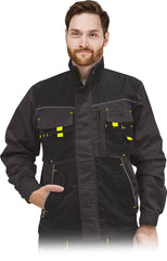 DURABLE WORK JACKET FOR MEN WITH REINFORCEMENTS AND VENTILATION