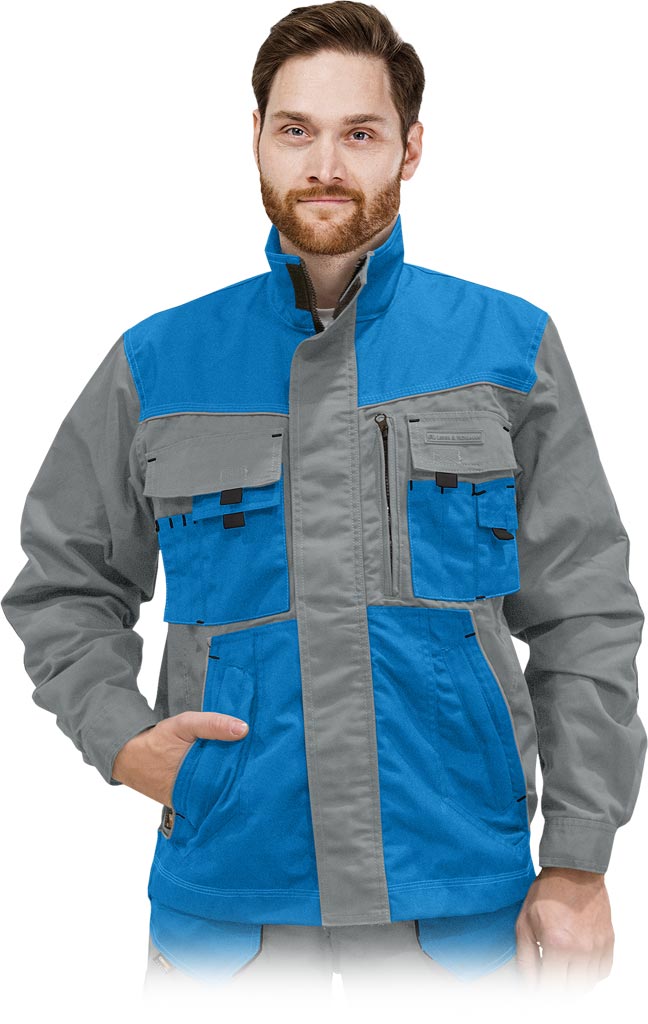 DURABLE WORK JACKET FOR MEN WITH REINFORCEMENTS AND VENTILATION