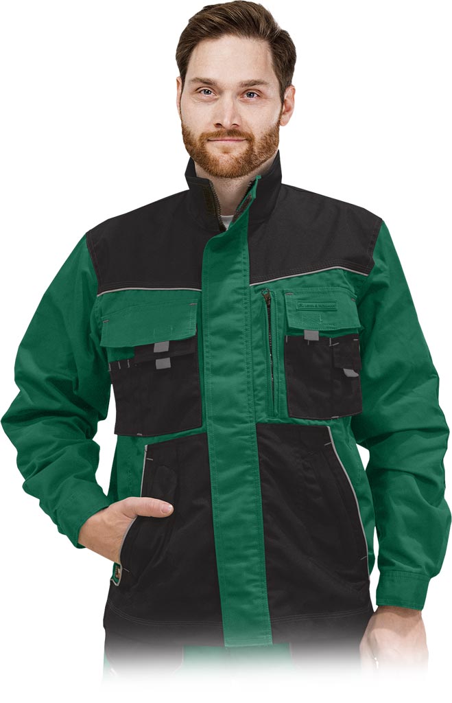DURABLE WORK JACKET FOR MEN WITH REINFORCEMENTS AND VENTILATION