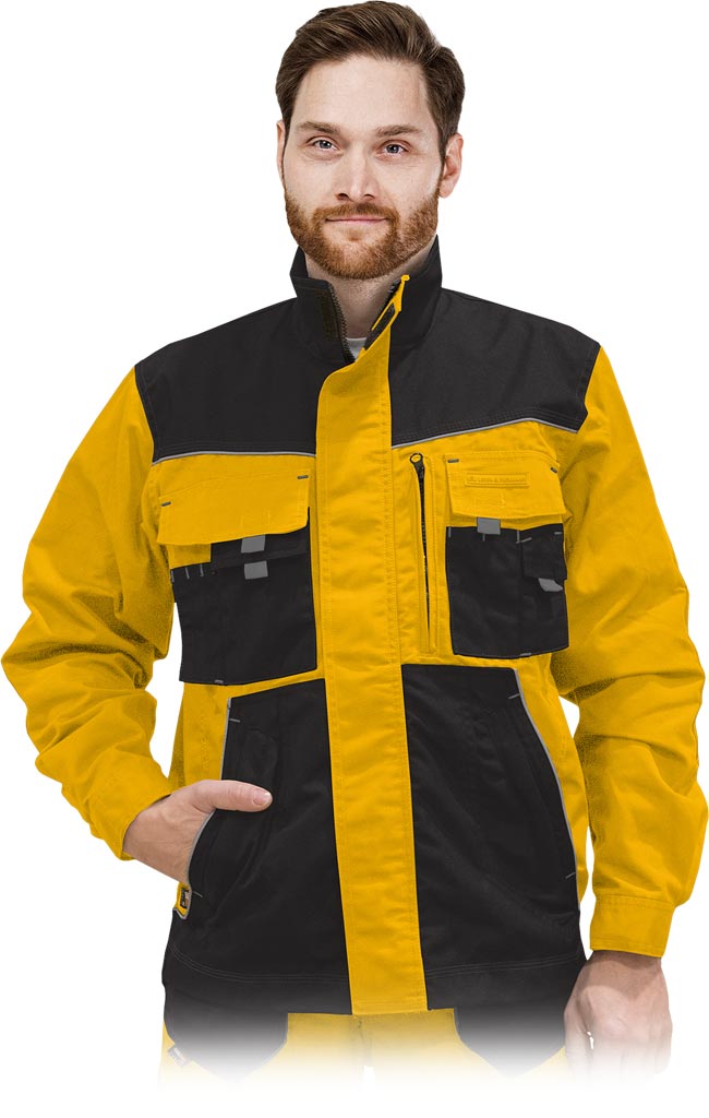 DURABLE WORK JACKET FOR MEN WITH REINFORCEMENTS AND VENTILATION