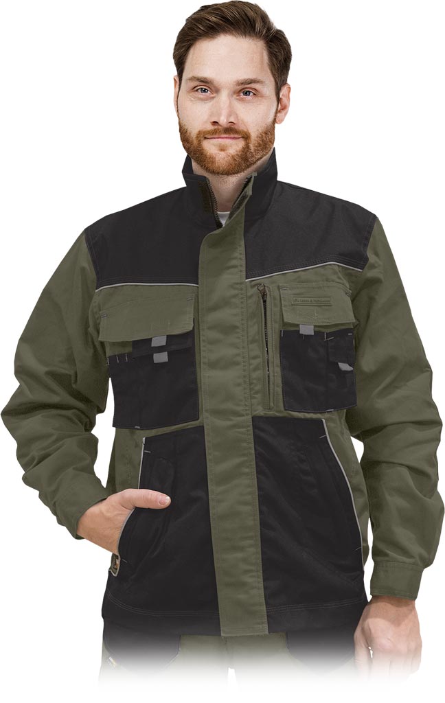 DURABLE WORK JACKET FOR MEN WITH REINFORCEMENTS AND VENTILATION