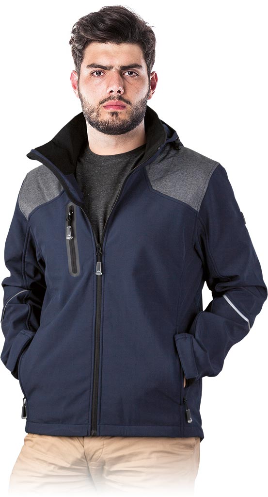 KURTKA MĘSKA SOFTSHELL OCHRONNA Z MEMBRANĄ TPU I ODBLASKAMI