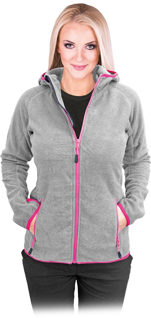 WOMEN’S ELEGANT FLEECE HOODIE WITH ZIPPED POCKETS AND ELASTIC TRIM
