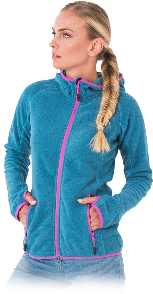 WOMEN’S ELEGANT FLEECE HOODIE WITH ZIPPED POCKETS AND ELASTIC TRIM