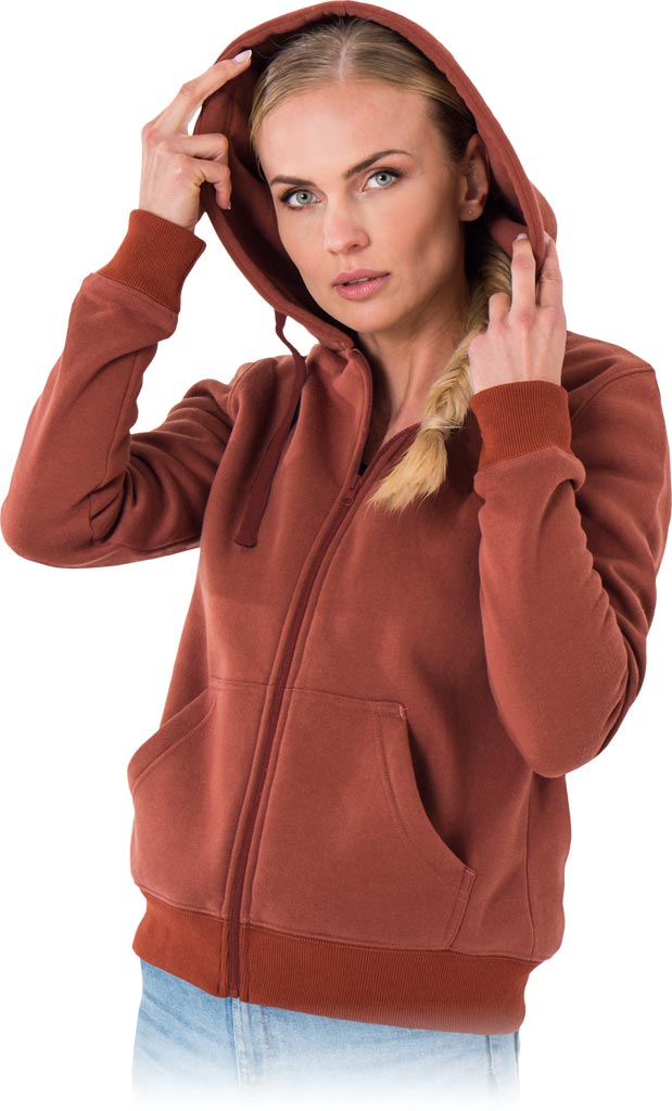 WOMEN'S HOODED WORK SWEATSHIRT, 100% POLYESTER, ZIP-UP, EN ISO 13688 COMPLIANT