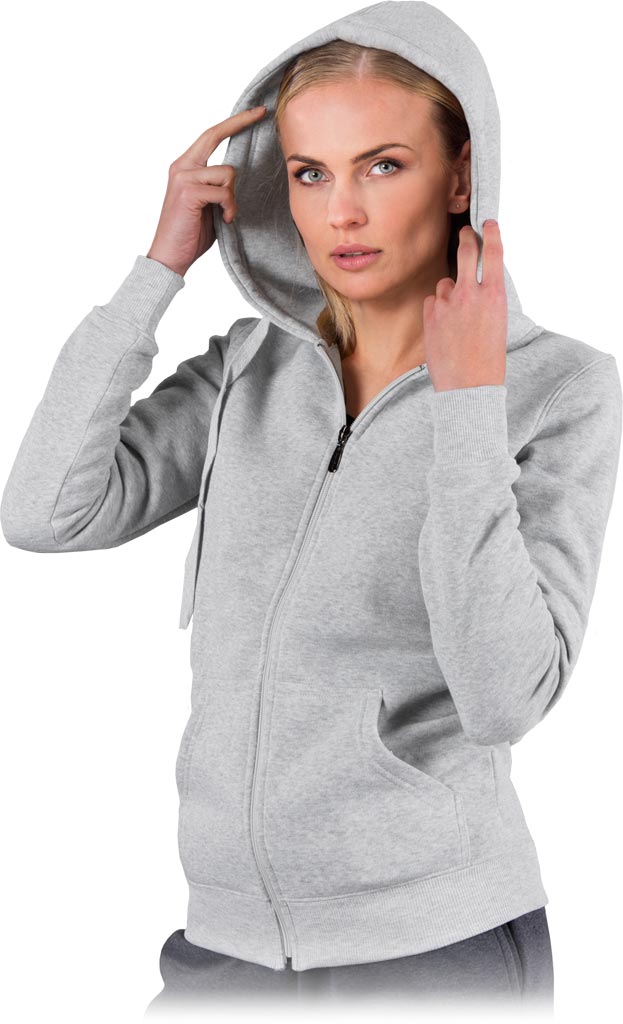 WOMEN'S HOODED WORK SWEATSHIRT, 100% POLYESTER, ZIP-UP, EN ISO 13688 COMPLIANT