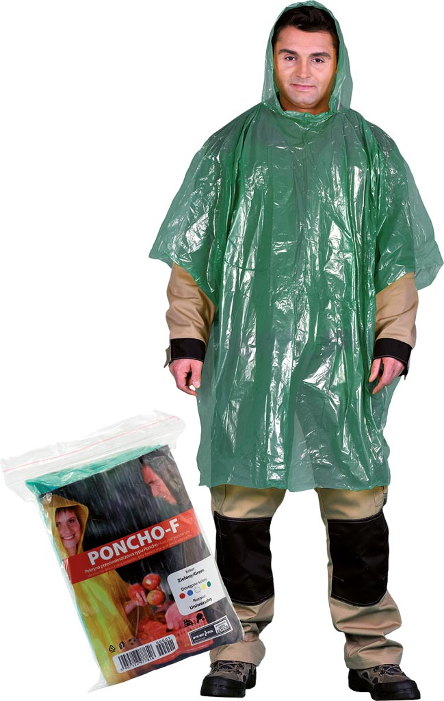 PONCZO PRZECIWDESZCZOWE Z KAPTUREM, 100% POLIETYLEN, PAKOWANE OSOBNO