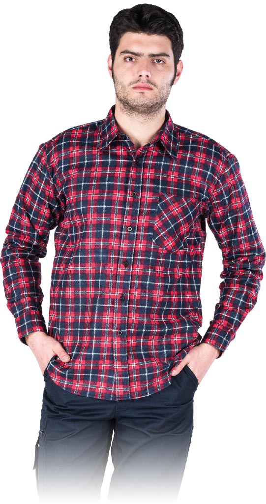 MĘSKA KOSZULA FLANELOWA W KRATĘ, 100% BAWEŁNA, OCHRONA I CIEPŁO