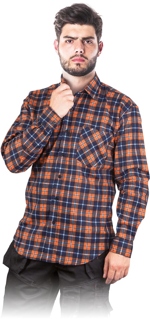 MĘSKA KOSZULA FLANELOWA W KRATĘ, 100% BAWEŁNA, OCHRONA I CIEPŁO