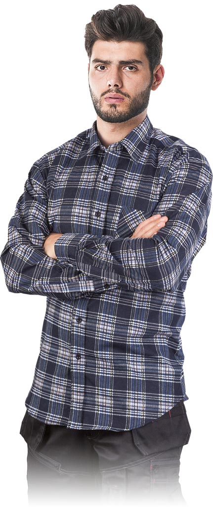 MĘSKA KOSZULA FLANELOWA W KRATĘ, 100% BAWEŁNA, OCHRONA I CIEPŁO