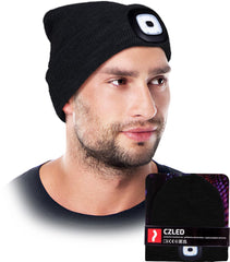 WINTERMÜTZE MIT USB-AUFLADBARER LED-LAMPE UND POLSTERUNG