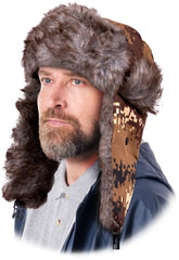 WINTER FUR-LINED EARFLAP CAP - INSULATED POLYESTER HAT