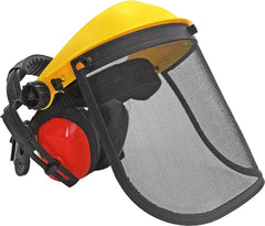 INDUSTRIAL MESH FACE SHIELD WITH ACOUSTIC EARMUFFS