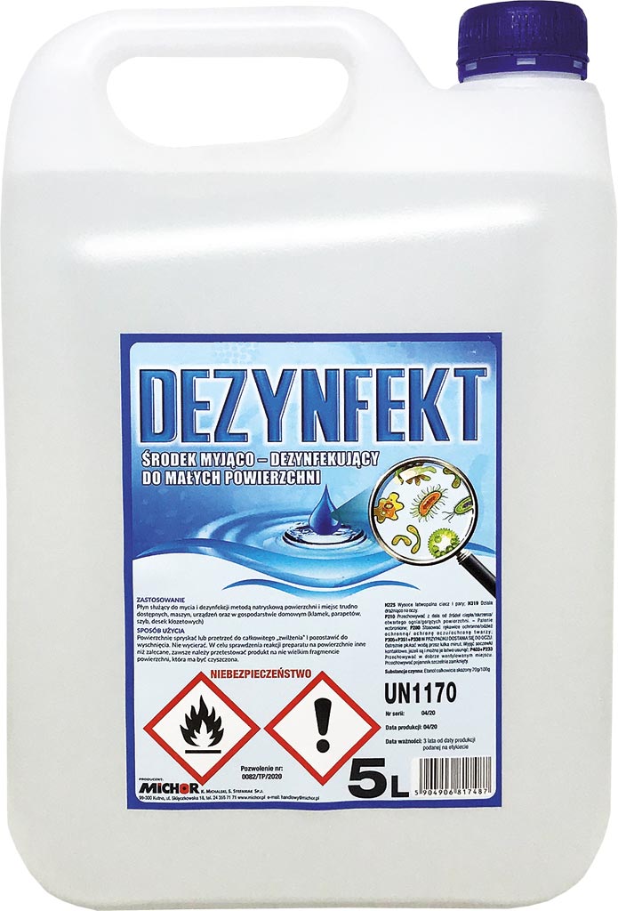 SKUTECZNY ŚRODEK DEZYNFEKCYJNY NA BAZIE ALKOHOLU 70-75% - 5L