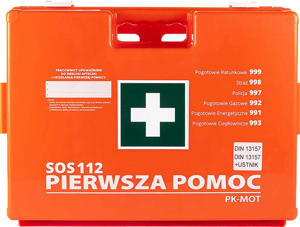 PROFESJONALNA APTECZKA PIERWSZEJ POMOCY Z WYPOSAŻENIEM NORMA DIN