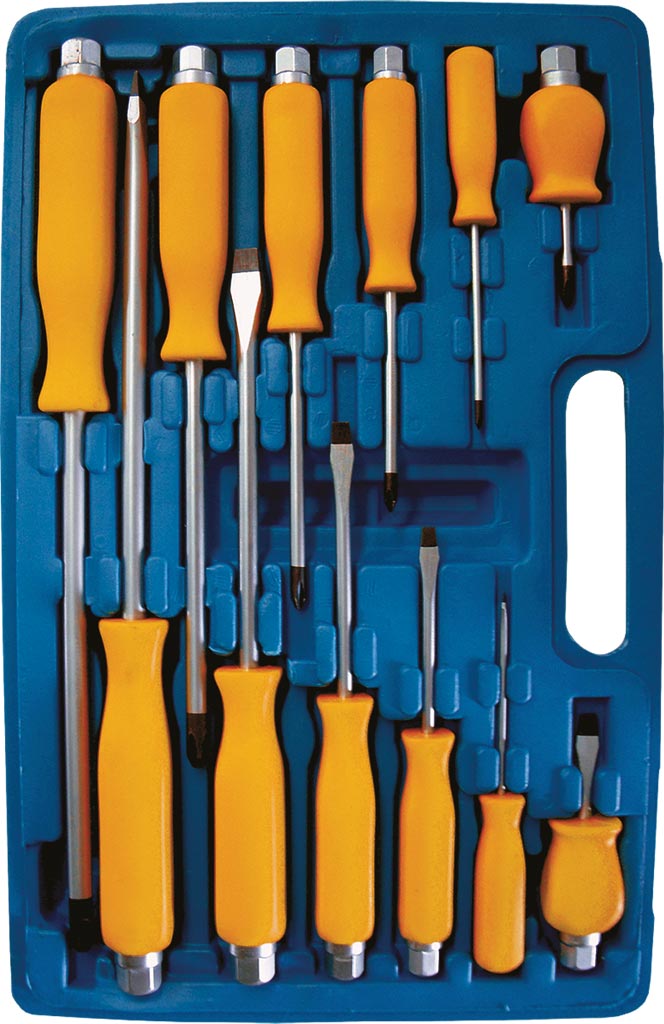 COMPLETE 12-PIECE CR-V STEEL SCREWDRIVER SET BY GERTU