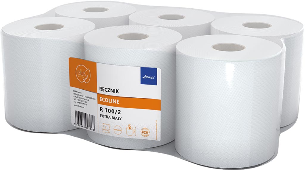 2-LAGIGE RECYCELTE PAPIERHANDTÜCHER, HOHE SAUGFÄHIGKEIT, 100M, 6ER PACK