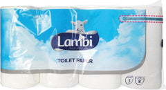 LAMBI BIAŁY PAPIER TOALETOWY 3-WARSTWOWY, 8 ROLEK